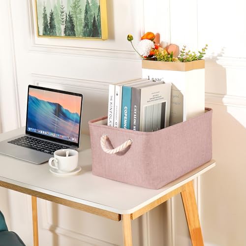 Storage Bins with Sturdy Cotton Handles, Fabric Storage Baskets - Image 4