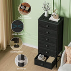 Furnulem Black Dresser for Bedroom, Tall Fabric Chest of Drawers - Image 5