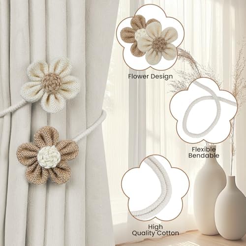 KLOGTSIND Flower Curtain Tiebacks, Decorative Curtain Holdbacks No Drill - Image 3