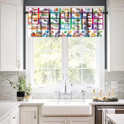 Alphabet Valances Curtains Cartoon Animal Education Letter Pattern Window - Image 6