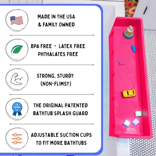 Tub Topper Kids Bathtub Splash Guard, Shelf & Toddler Bath Toy Tray - Image 2