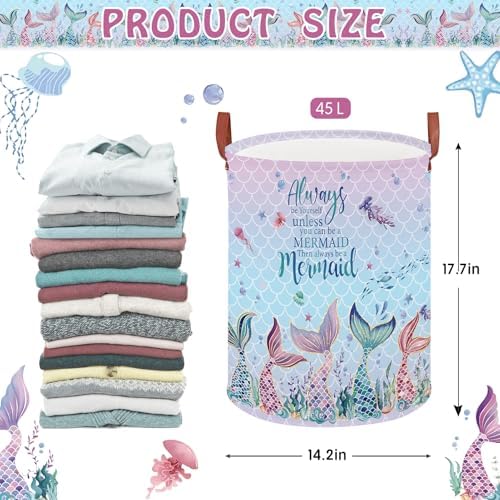Mermaid Room Decor Kids Laundry Basket, Under The Sea Kids Clothes Hamper - Image 3