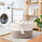67L Large Blanket Basket, Cotton Rope Blanket Basket Living Room, Baby Laundry - Image 2