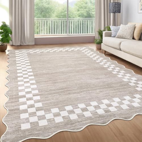 GarveeHome Washable 10x13 Area Rug Large Living Room Scalloped Rug - Image 2