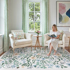 Lahome 5x7 Light Blue Rugs for Girls Bedroom, Boho Washable Floral Rug - Image 6