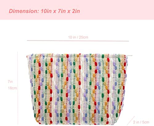 Flat Makeup Bag for Women, Zipper Cosmetic Pouch for Purse, Rainbow Dot - Image 5