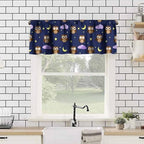 Cute Owls Valance Curtains for Window, Cartoon Animal Navy Blue Rod Pocket - Image 4