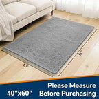 Chenille Bathroom Rug 40"x60" Gray, Large Plush Bath Mat - Image 2