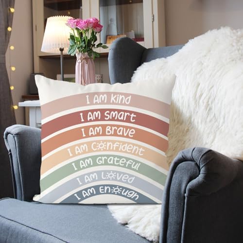 QIYUHOY Red Classroom Reading Corner Rainbow Decor Throw Pillow Covers - Image 2