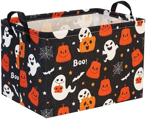 Halloween Basket Cute Baskets for Kids Pumpkin Basket Rectangular Storage Bin by TIBAOLOVER