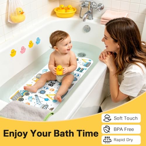 Baby Bath Mat for Tub, Non Slip Kids Bath Shower Mat, 40 X 16 Inch - Image 6