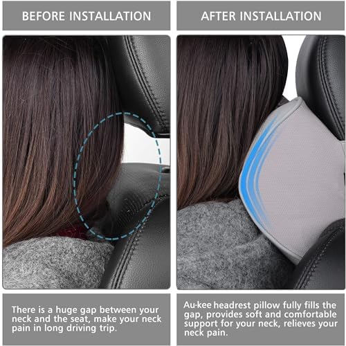 Aukee Car Headrest Pillow Car Memory Foam Car Neck Pillows Soft Leather - Image 4