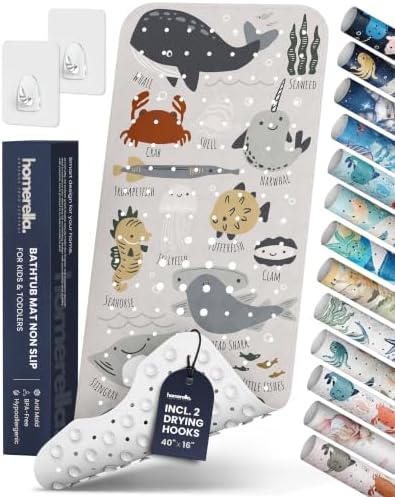 homerella Bathtub Mat Non Slip Kids 40x16 Baby Bath Mat Non Slip Anti Mold by Homerella