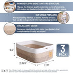 Woven Rope Baskets for Organizing, 3 Pack, 15.5 x 11 x 5.5" Storage Bins - Image 2