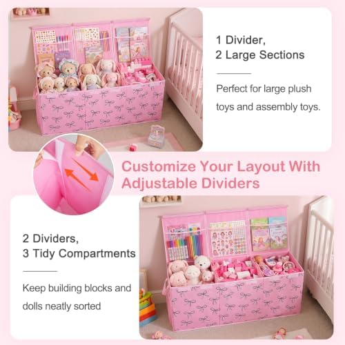 Toy Box with Adjustable Divider Large Toy Chest Storage - Image 2