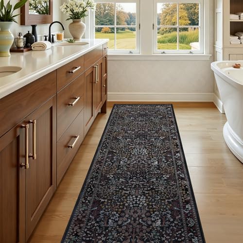 Midnight Forest 2x6 Washable Runner Rug, Tree of Life Floral Animal Carpet - Image 4