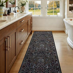 Midnight Forest 2x6 Washable Runner Rug, Tree of Life Floral Animal Carpet - Image 4