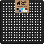 GORILLA GRIP Square Shower Stall Mat, Bathtub Floor Mat, 21x21 Black by GorillaGrip