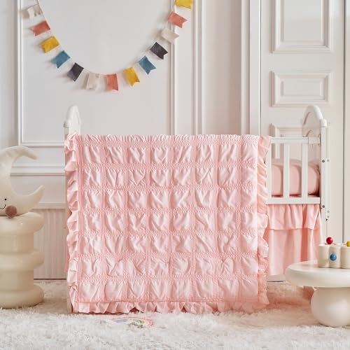 Ruffled Crib Bedding Set Baby Boho Quilted Comforter - Image 2