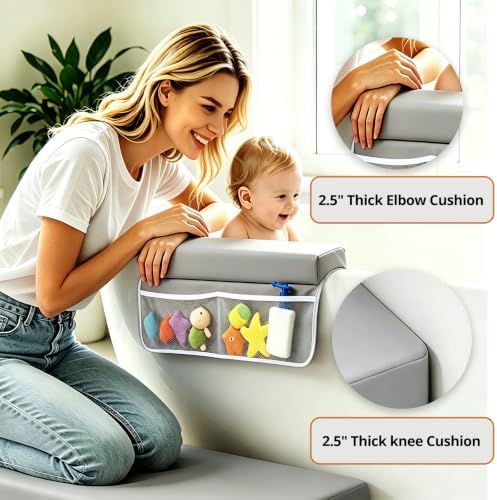 Baby Waterproof Vegan Leather Bath Kneeler and Elbow Rest Pad Set - Image 4