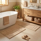 GRANNY SAYS Beige Bathroom Rugs Set 2 Piece, Soft Microfiber Bath Mats - Image 3