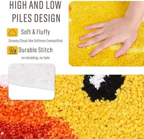 FYSUIMU Yellow Duck Bath Rug Cute Rubber Duck Shaped Tuft Bath Mat Non Slip - Image 3