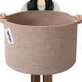 65L Large Blanket Basket, Woven Rope Laundry Basket-Brown by HZFTJOY
