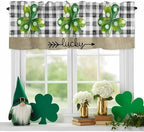 Vandarllin St. Patrick's Day Lucky Clover Shamrocks Valances Kitchen Curtains by VandarllinHomeKitchenDecor