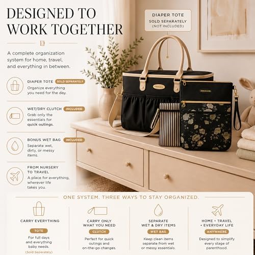 DOKUS & CO Premium Wet Dry Diaper Clutch – Structured Waterproof Baby Organizer - Image 6