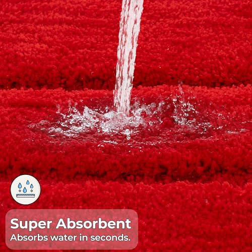 GRANNY SAYS Red Bathroom Rug 16" x 24", Non-Slip Microfiber Bath Mat - Image 6