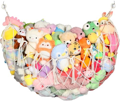 YECAYE Stuffed Animal Net, 60 Inch Plushies Storage, 1 Pack, Cream White by Yecaye