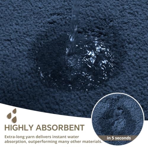 Polyester Bathroom Rug 20"x32" Navy Blue, Non-Slip Soft Bath Mat - Image 5