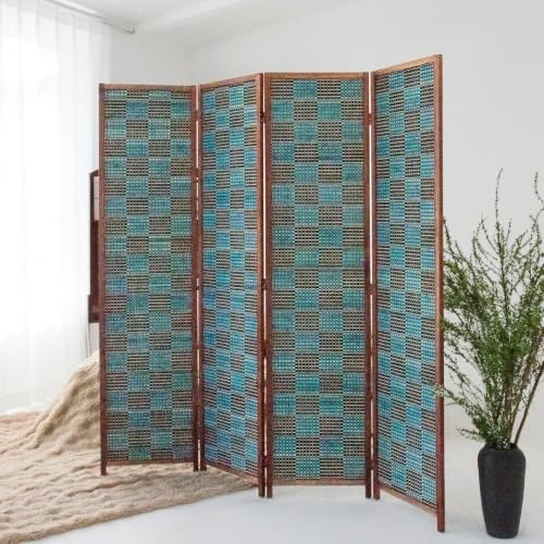 4 Panel Bamboo Room Divider, 5.6 ft Tall Double-Sided Folding Privacy Screen - Image 3