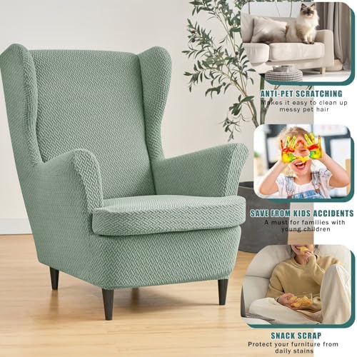 NILUOH Wingback Chair Covers 2-Piece, Armchair Slipcovers - Image 4