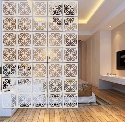 White Hanging Room Divider, 12 Pieces Wood-Plastic DIY Panel Screens Partition by BMIDRUT