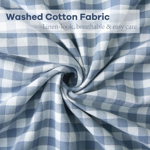 2PACK Dust Blue White Gingham Euro Pillow Shams 26''x26'' - Image 6