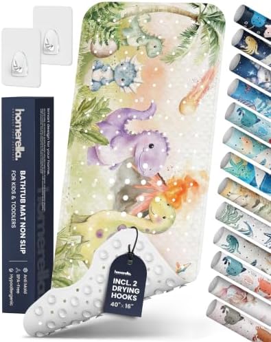 homerella Bathtub Mat Non Slip Kids 40x16 Baby Bath Mat Non Slip Anti Mold by Homerella