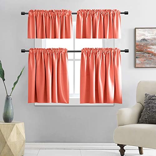 DONREN Coral Salmon Valances for Window-Blackout Valances for Kitchen - Image 6