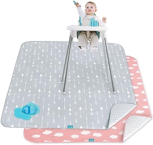 Splat Mat 2 Pack for Under High Chair Waterproof Splash Mat 42''×46'' by Bilobanbabybedding