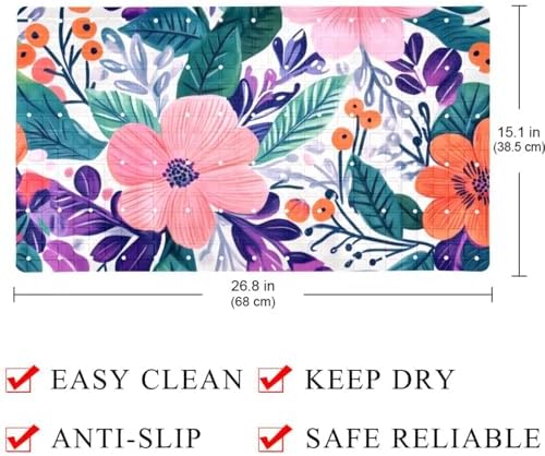 Shower Mat Non Slip, Flowers Berries Anti Slip Bath Mat - Image 4