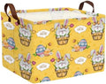 Large Cute Easter Basket for Kid Empty Gift Baby Rectangle Storage Bin Bunny by ASKETAM