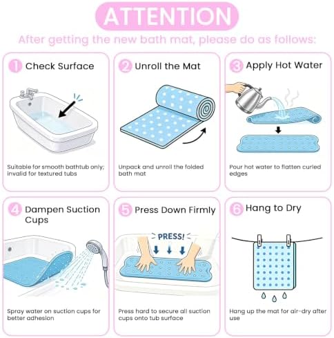 Baby Bath Mat for Tub, Non Slip Kids Bath Shower Mat, 40 X 16 Inch - Image 7