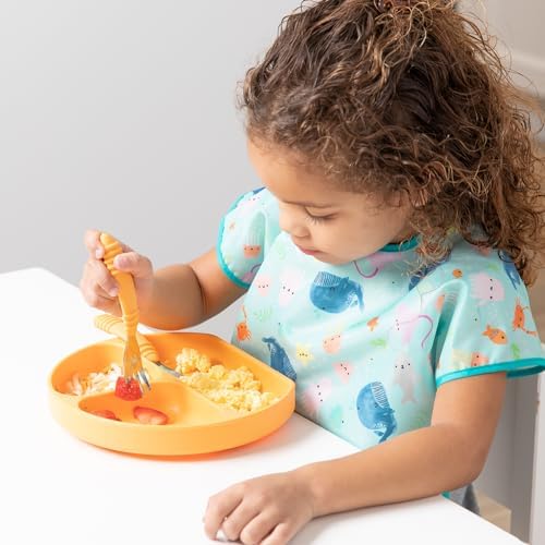 Bumkins Toddler Utensils, Kids Size Fork and Spoon Set, Silicone and - Image 3