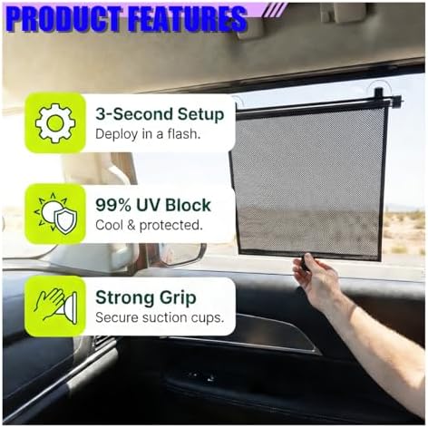 2PCS Car Windshield Sunshade for Baby, Auto Side Window Shades for Blocking - Image 4