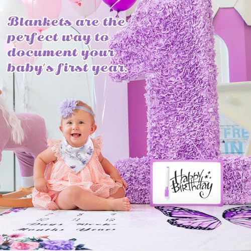 Chumia 6 Pcs Baby Monthly Milestone Blanket, Girl 60"x40" - Image 4