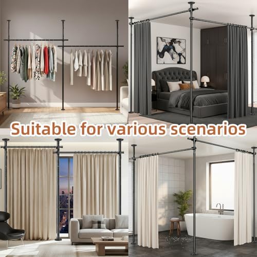 Room Divider No Drilling Curtain Rod Wall Divider - Image 6