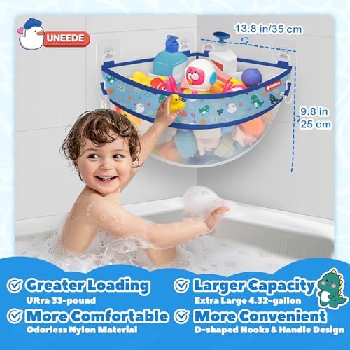 UNEEDE 4.32 Gallons Dinosaur Print Corner Bath Toy Storage - Image 4