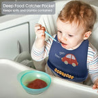 2 Pack Silicone Baby Bibs Adjustable Fit Waterproof Bib - Image 5