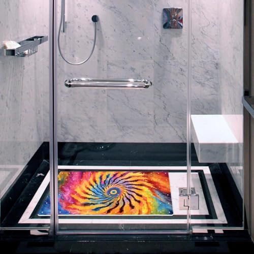 Bathtub Mat Non Slip 26.8x15.1In, Tie Dye Spiral Bath Mat - Image 6