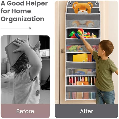 Over The Door Organizer 4 Shelves & 4 Side Pockets, Large Storage Rack - Image 4